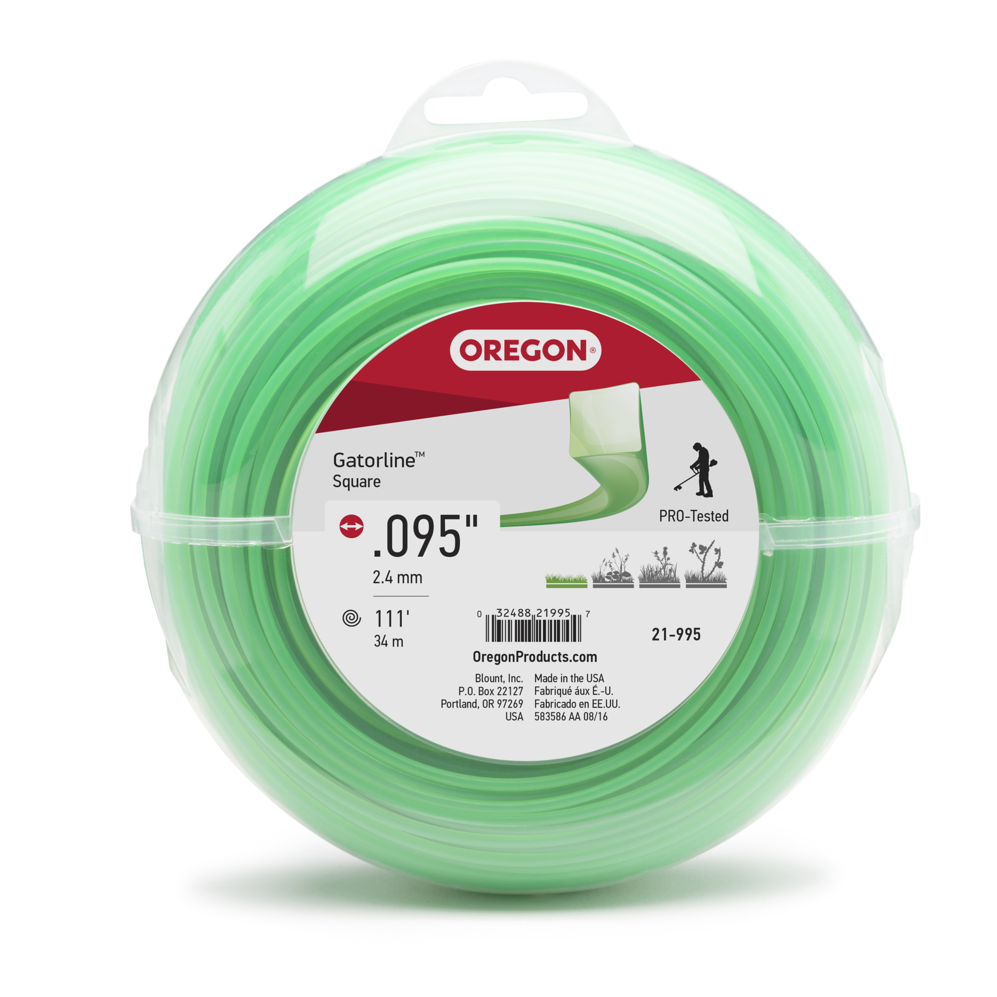 Oregon, Gatorline Trimmer Line, Line Diameter 0.095 in, Line Length 113 ft, Model# 21-995